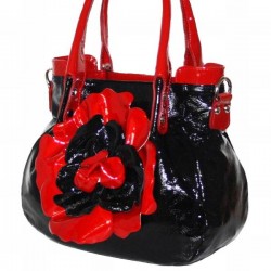 7942 Italian bag genuine leather NAP WAVE NERO ROSSO by Gilda Tonelli